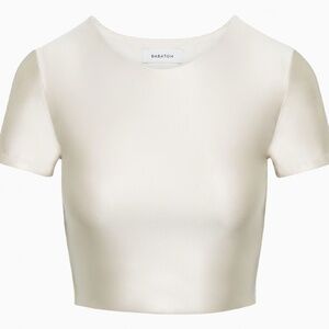 Babaton Satinette Crew Cropped T-shirt in Matte Pearl